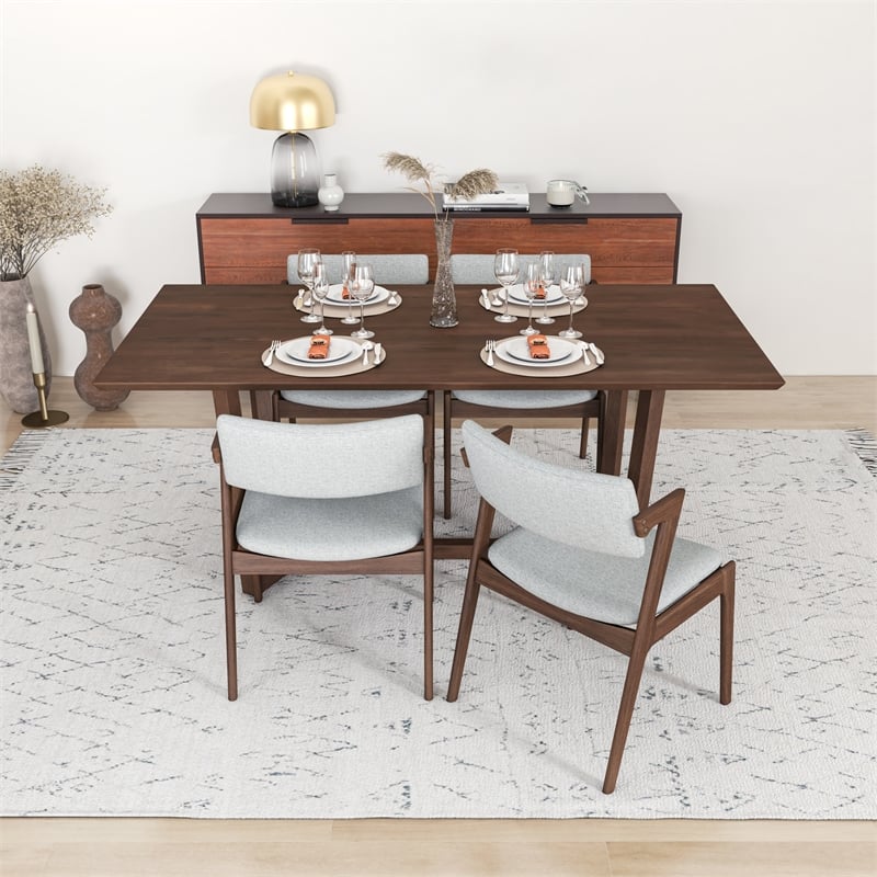 Roland Modern Dining Room&Kitchen Solid Wood Walnut Table and Chairs for 4