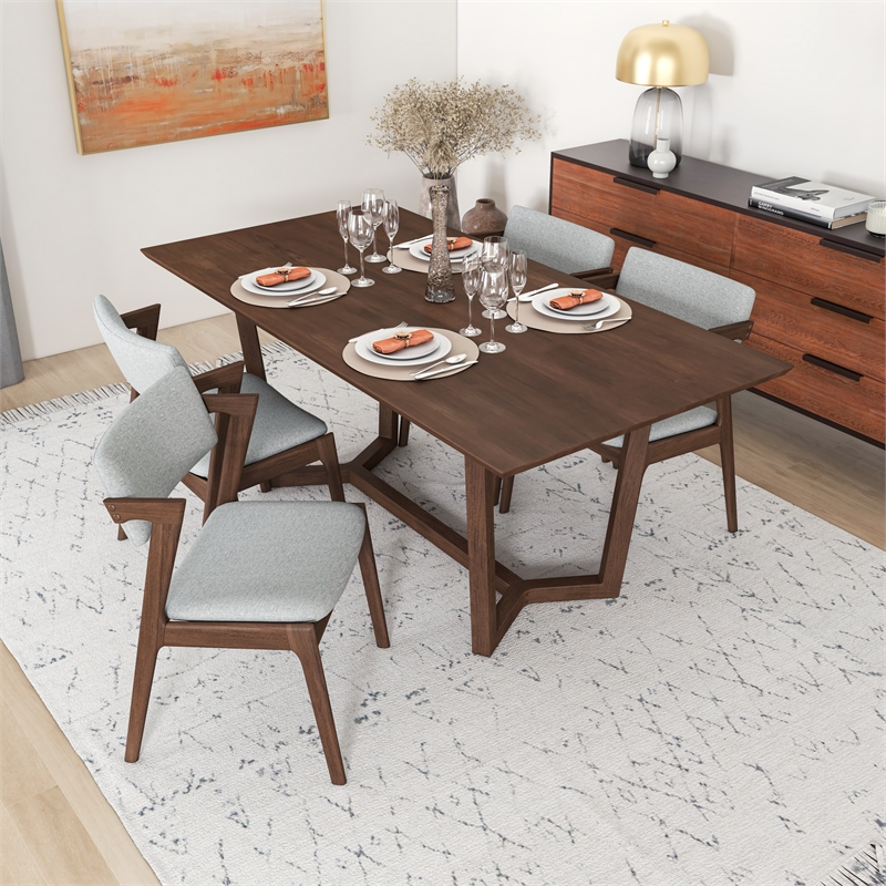 Roland Modern Dining Room&Kitchen Solid Wood Walnut Table and Chairs for 4
