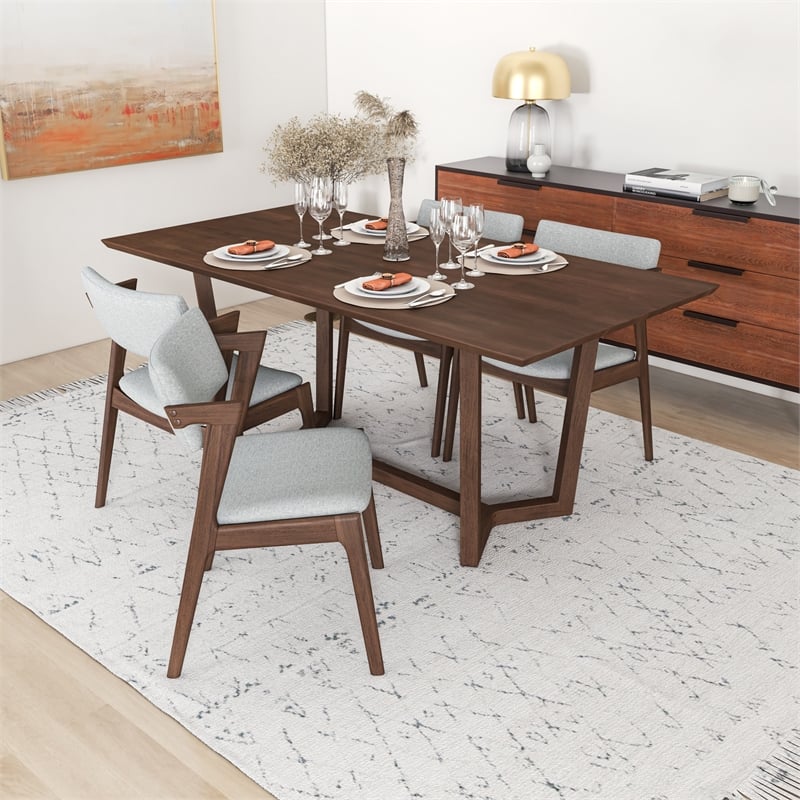 Roland Modern Dining Room&Kitchen Solid Wood Walnut Table and Chairs for 4