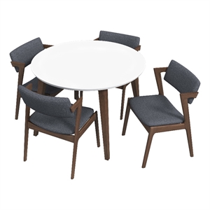 ilkan modern solid wood walnut dining room&kitchen table and chair set for 4