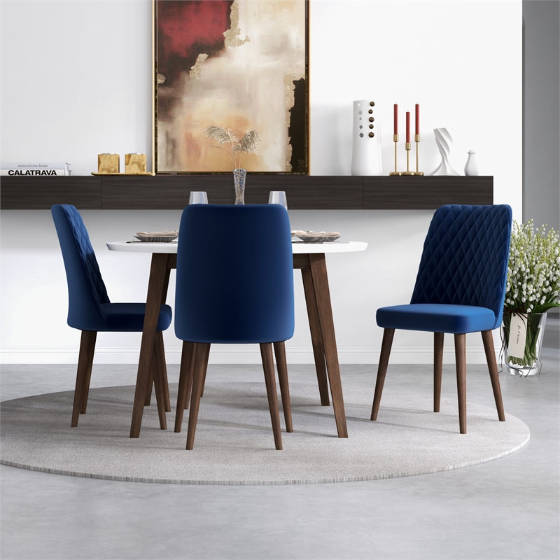 Palm Mid Century Modern Solid Wood Walnut 5 Piece Dining Room Set