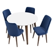 Palm Mid Century Modern Solid Wood Walnut 5 Piece Dining Room Set