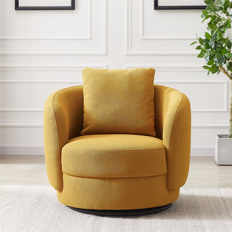Perto Mid Century Modern Dark Yellow Fabric Accent Armchair