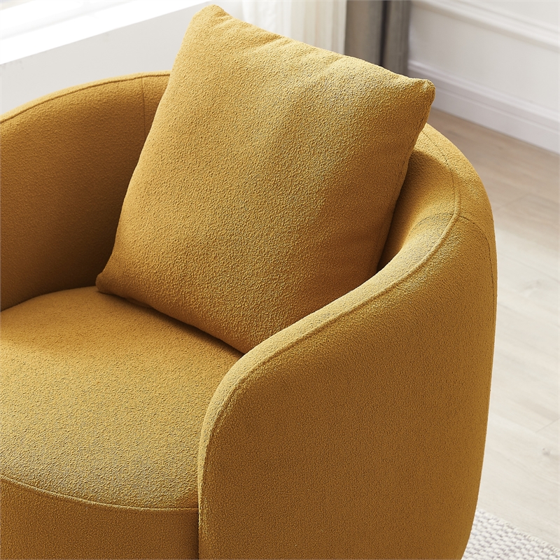 Perto Mid Century Modern Dark Yellow Fabric Accent Armchair