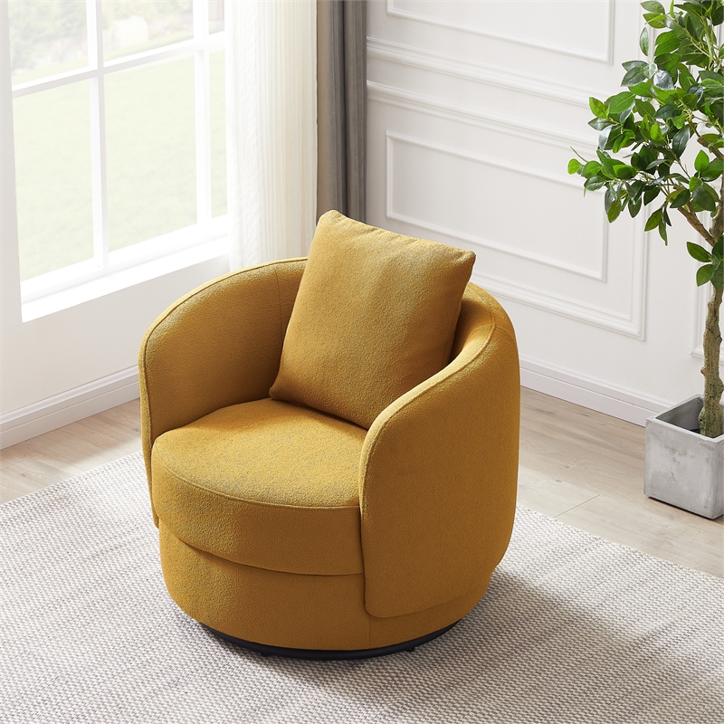 Perto Mid Century Modern Dark Yellow Fabric Accent Armchair