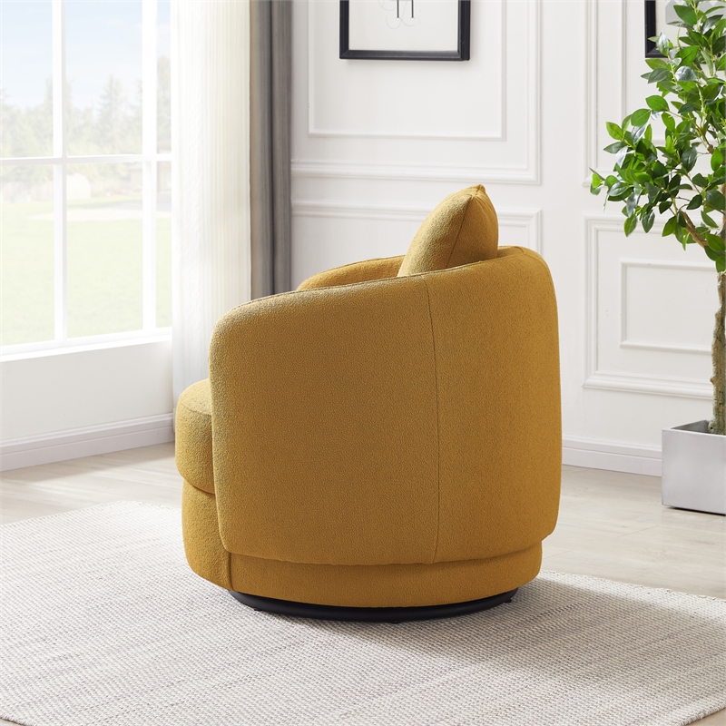 Perto Mid Century Modern Dark Yellow Fabric Accent Armchair