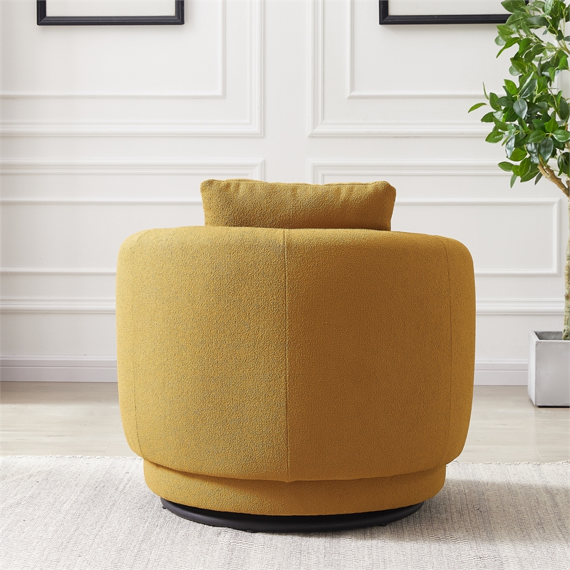 Perto Mid Century Modern Dark Yellow Fabric Accent Armchair