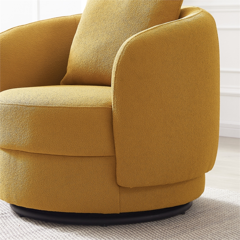 Perto Mid Century Modern Dark Yellow Fabric Accent Armchair