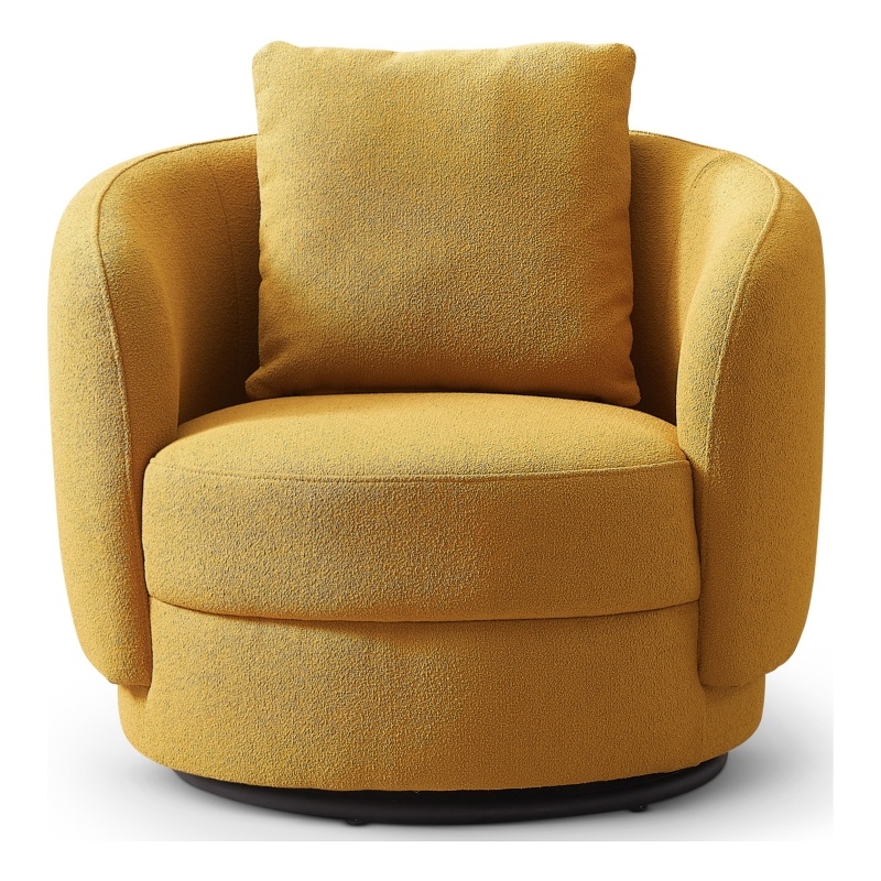 Perto Mid Century Modern Dark Yellow Fabric Accent Armchair