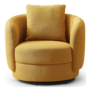 perto luxury mid century modern french dark yellow fabric boucle accent armchair