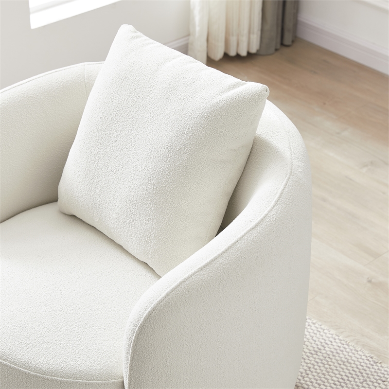 Perto Mid Century Modern Ivory Fabric Accent Armchair