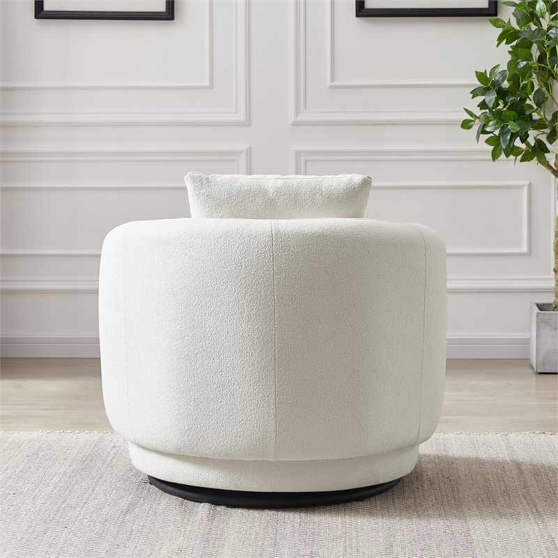 Perto Mid Century Modern Ivory Fabric Accent Armchair