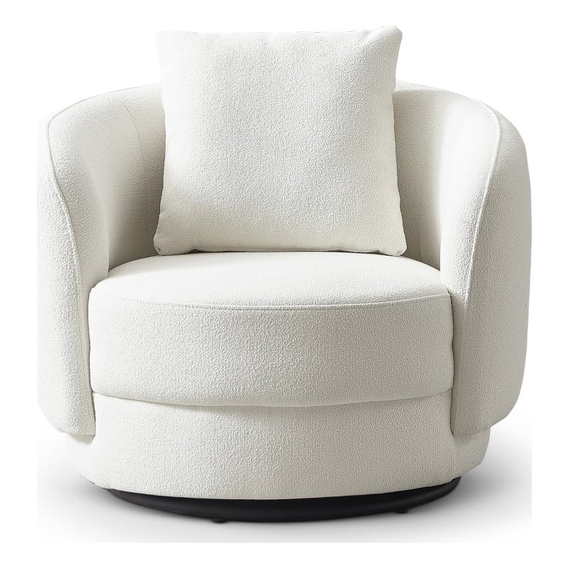 Perto Mid Century Modern Ivory Fabric Accent Armchair