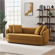 Perten Japandi Mid-Century  Living Room Dark Yellow Fabric Sofa