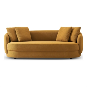 perten japandi style luxury modern boucle dark yellow fabric curvy couch