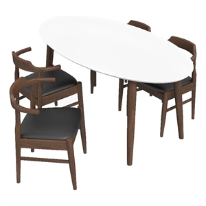 ruxos modern solid wood walnut kitchen & dining room table and chairs for 4