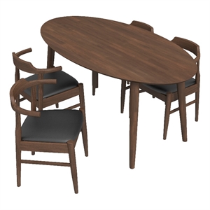 ruxos solid wood walnut dining room & kitchen table and chair set of 4