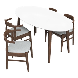 ruxos solid wood walnut kitchen & dining room table and chair set for 4
