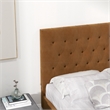 Elda Mid Century Modern Cognac Tan Velvet Upholstered Queen Platform Bed