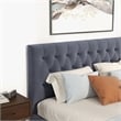 Elda Mid Century Modern Gray Velvet Upholstered King Platform Bed