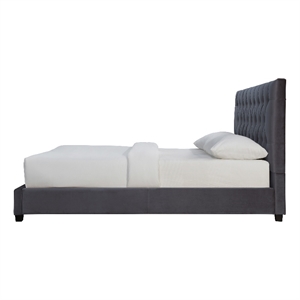 elda modern gray velvet upholstered king platform bed