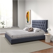 Elda Mid Century Modern Gray Velvet Upholstered Queen Platform Bed