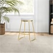 Bergman Luxury Cream Boucle Fabric Tufted Kitchen Counter Gold Metal Stool