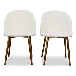 violet modern furniture style cream boucle fabric dining chairs (set of 2)