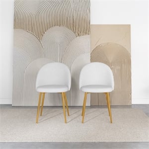 Waterbury Mid-Century Boucle Fabric Dining Chairs in Cream (Set of 2)