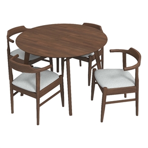 alaska modern solid wood walnut dining room&kitchen table and chair set for 4