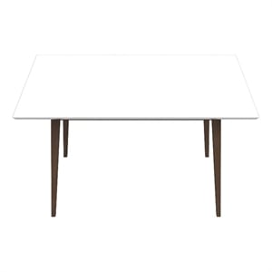 Verona Mid Century Solid Wood Walnut White Top 47&quot Rectangular Dining Table