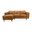 Augusta Mid Century Style Living Room Tan Genuine Leather Left Sectional Couch