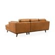 Augusta Mid Century Style Living Room Tan Genuine Leather Right Sectional Couch