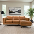 Augusta Mid Century Style Living Room Tan Genuine Leather Right Sectional Couch