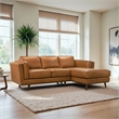 Augusta Mid Century Style Living Room Tan Genuine Leather Right Sectional Couch