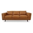 Augusta Modern Style Living Room Cushion Back Genuine Leather Sofa in Tan