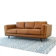 Augusta Modern Style Living Room Cushion Back Genuine Leather Sofa in Tan