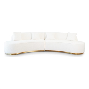 Ottu Modern Living Room Luxury Tight Back Curvy Cream Boucle Fabric Couch