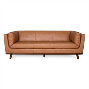 Rowan Living Room Soft Top Grain Leather Sofa in Cognac Tan