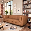 Rowan Living Room Soft Top Grain Leather Sofa in Cognac Tan
