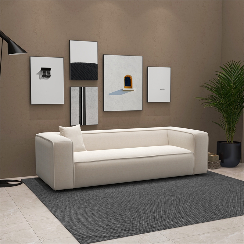 Canary Modern Living Room Furniture Style Cream Boucle Fabric Sofa  Couch