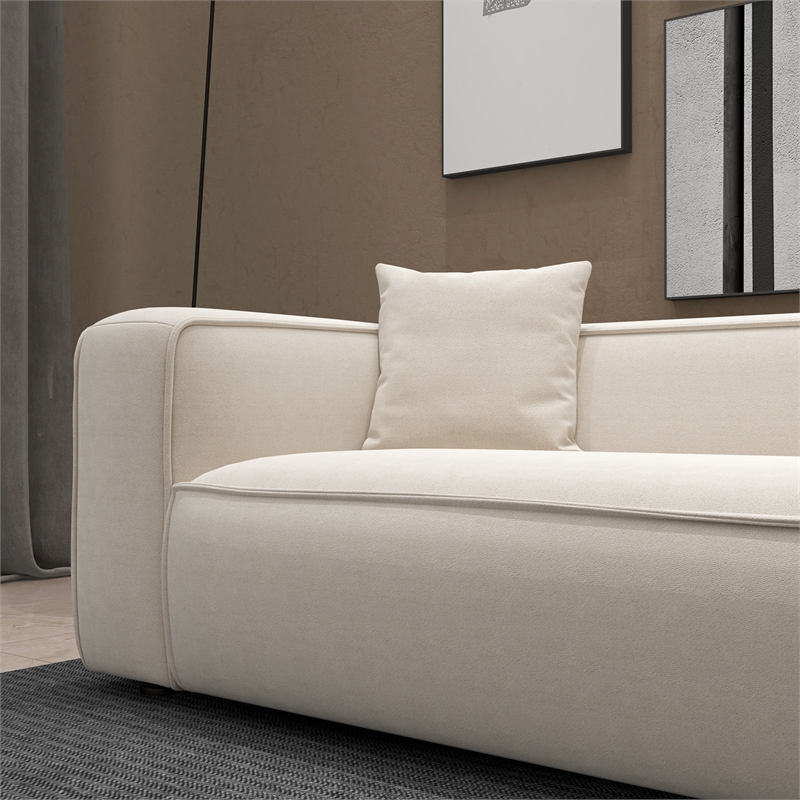 Canary Modern Living Room Furniture Style Cream Boucle Fabric Sofa  Couch