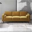 Helena Modern Living Room Pillow Back Dark Yellow Velvet Upholstered Sofa