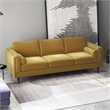Helena Modern Living Room Pillow Back Dark Yellow Velvet Upholstered Sofa