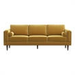 Helena Modern Living Room Pillow Back Dark Yellow Velvet Upholstered Sofa