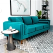 Helena Modern Living Room Rectangular Pillow Back Turquoise Velvet Sofa