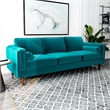 Helena Modern Living Room Rectangular Pillow Back Turquoise Velvet Sofa