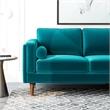 Helena Modern Living Room Rectangular Pillow Back Turquoise Velvet Sofa