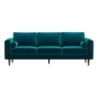 Helena Modern Living Room Rectangular Pillow Back Turquoise Velvet Sofa