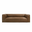 Pattison Rectangular Genuine Leather Sofa with Tight Back in Tan